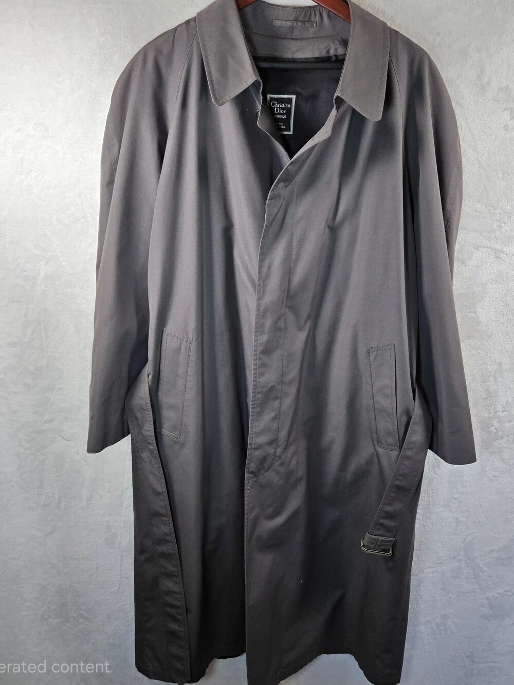 Christian Dior Monsieur Trench Coat Gray Wool Blend Zip-Out Liner Men's Size 40L